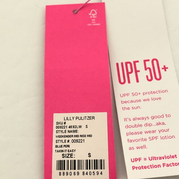 NEW Lilly Pulitzer Luxletic Weekender Midi Leggings Blue Peri Takin It Easy Sz S - Picture 8 of 8